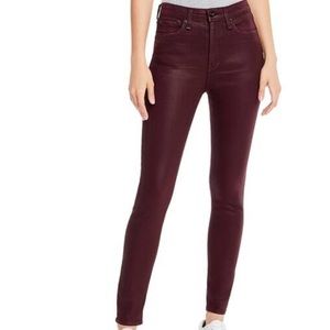 Rag & Bone Nina High Waist Coated Skinny Jeans in Plum